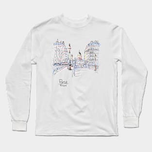 Paris in the winter morning, France Long Sleeve T-Shirt